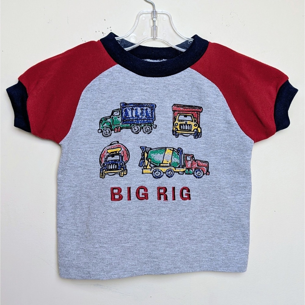 Vintage Little By Little Big‎ Rigs Construction Trucks Toddler T-Shirt Size 3T